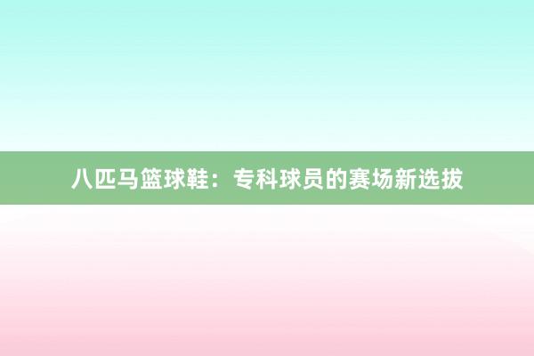 八匹马篮球鞋：专科球员的赛场新选拔